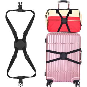 Luggage Straps Bag Bungees for Add a Bag Easy to Travel Suitcase Elastic Strap Belt (L Size, L-Black)