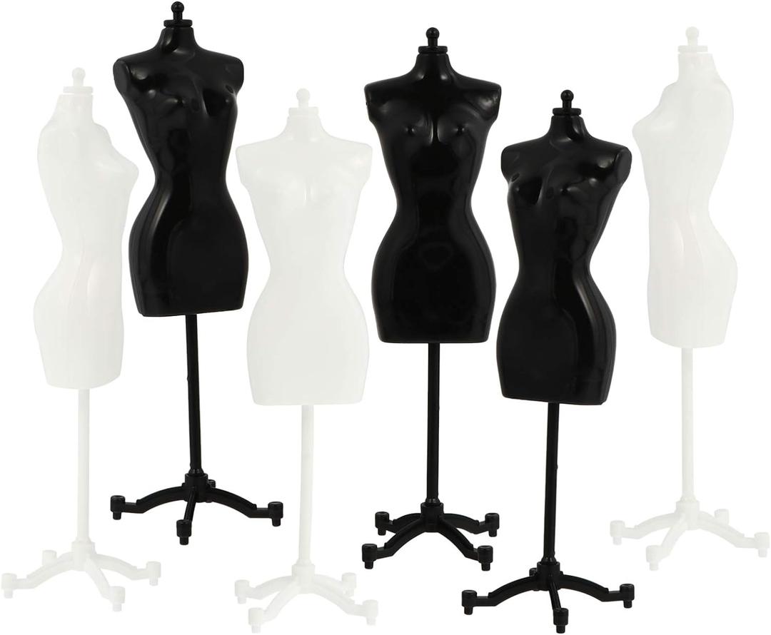6pcs Dress Form Mannequin: 8.7in Mini Doll Gown Stand Display Support for Doll Dress Clothing Dollhouse Decoration