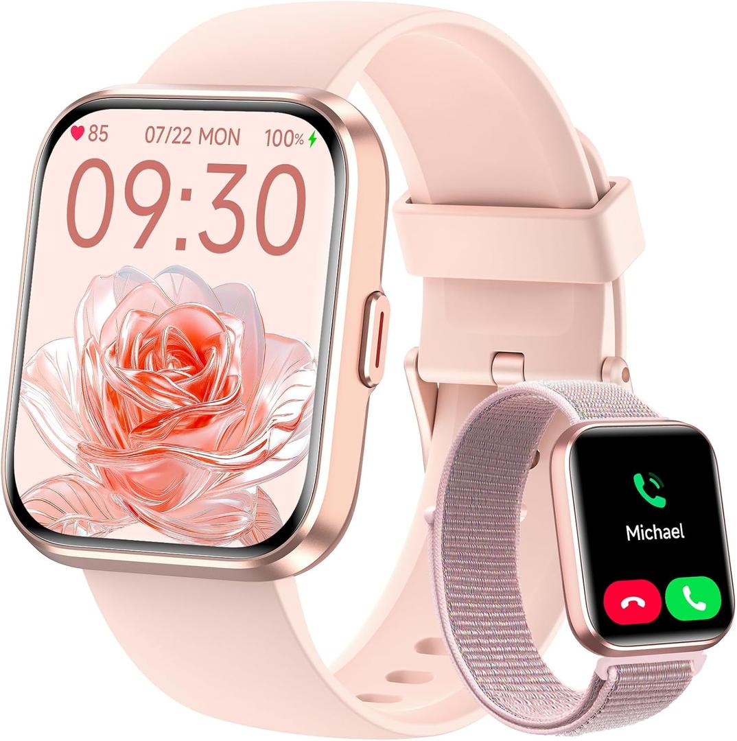 Smart Watches for Women, 1.8" Touch Screen Fitness Tracker for Android & iPhone, Answer/Make Calls, Alexa Built-in, Heart Rate/Sleep/SpO2 Monitor Smartwatch, IP68 Waterproof 101+ Sport Modes, 2 Bands