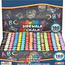 160 PCS Sidewalk Chalks Set Non-Toxic Washable Jumbo Chalk for Outdoor Art Play, Painting on Chalkboard, Blackboard and Playground