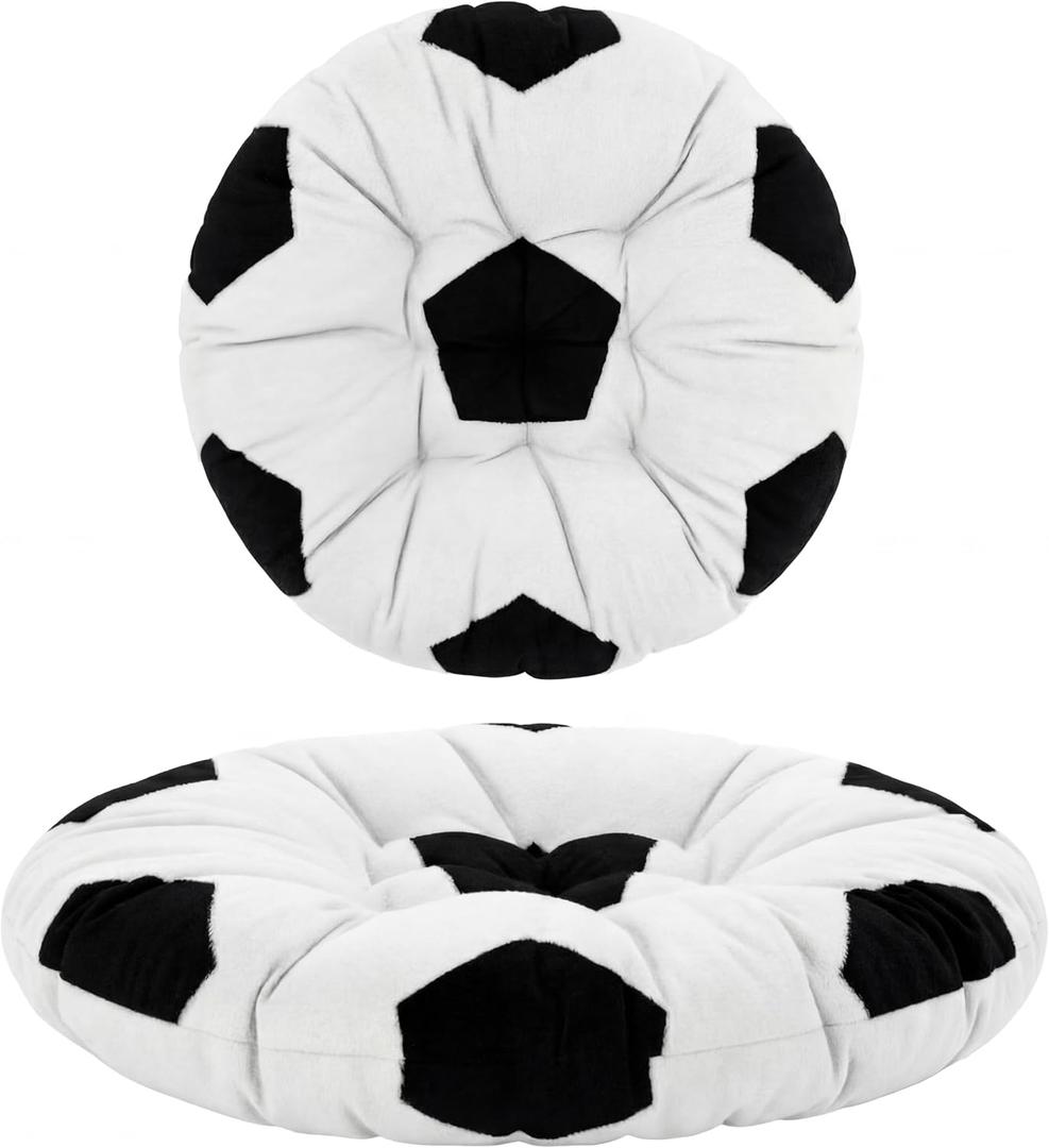 Funnymoom Soccer Party 2026 Decorations 35 Inch Extra Large Soccer Ball Floor Cushion Round Meditation Floor Cushion World Party Pillows Seating Sports Gifts for Adults for Reading Yoga Room Decor
