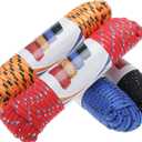 NovelBee 3/8" x 50' Diamond Braided Polypropylene Rope,Multi-Color Rope for Indoor Outdoor (4pcs;Black,Red,Blue,Orange)