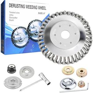 Cokacot 8 inch Steel Wire Trimmer Head, Unbreakable Wired Trimmer Blade Yard Patio Wire Weed Eater Head Trimmer Head Replacement with 2 Pack of Adapters kit for Weed Wacker
