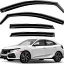 GrandWheel Window Deflectors Smoke Tinted in-Channel Side Window Vent Visor Deflectors Rain Guards Compatible with Honda Civic 2016-2021 Hatchback - 4 pcs. GW0942