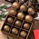 12 Pcs Farmhouse Christmas Ball Ornaments 3.15'' Vintage Antique Gold Christmas Tree Decor Rustic Distressed Neutral Ornaments with Loop Shatterproof Hanging Ball for Farmhouse Xmas Decor
