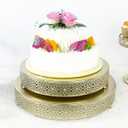 2 Pcs Metal Cake Stand,14" 16" Large Round Cupcake Dessert Stand Cake Display Holder Decor for Wedding Party Birthday Baby Showers Anniversary Cake Pedestal Display Plate,Gold (14 Inch+16 Inch)