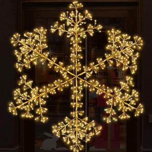 59 Inch 864 LED Large Snowflake Light Christmas Decorations Warm White Snowflake Christmas Lights, Christmas Snow Flake Plug in for Outdoor Decoration