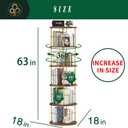 5Tier Rotating Bookshelf, 360 Display Stackable Spinning Bookshelf Tower,Round Space Saving Tall Floor Standing Swivel Bookcase Corner Storage Organizer for Bedroom/Living Room/OfficeGold