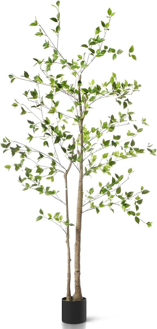 Giegxin 6ft Faux Citrus Tree 72in Minimalist Citrus Artificial Tree with Lifelike Leaves Artificial Plant for Home Indoor Living Room Office Porch Floor Decor