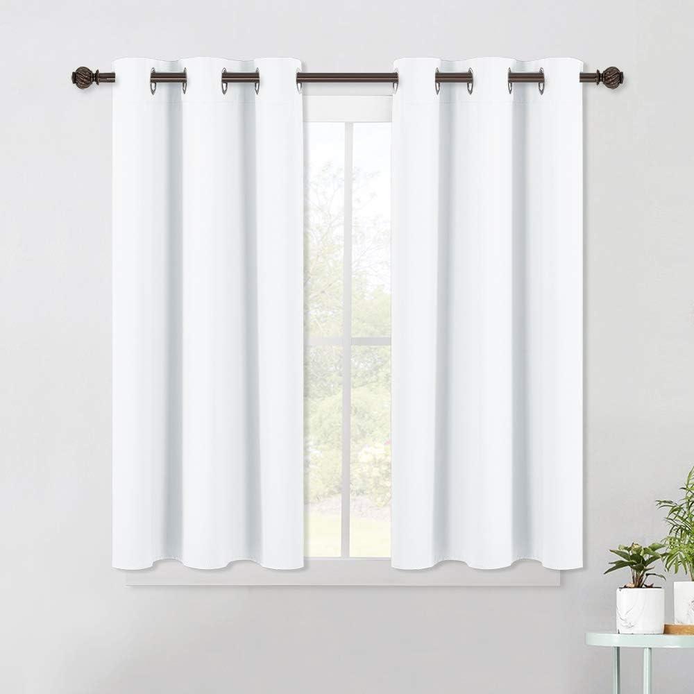 NICETOWN Window Draperies Curtains Panels - Blocking Out 50% Sunlight Curtains, Grommet Top Small Window Drapes for Bedroom (2 Panels, 42 by 45, White) NICETOWN Window Draperies Curtains Panels - Blocking Out 50% Sunlight Curtains, Grommet Top Small Window Drapes for Bedroom (2 Panels, 42 by 45, White)