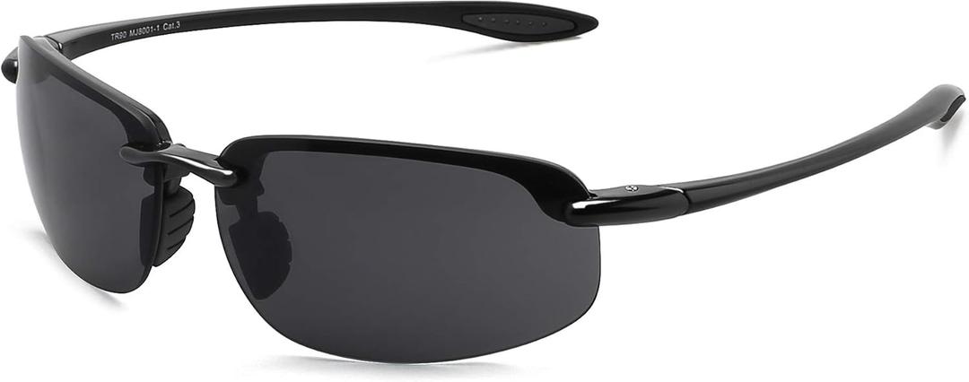 JULI Sports Sunglasses for Men Women Tr90 Rimless Frame for Running Fishing Baseball Driving MJ8001