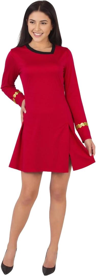 Starfleet Captain Officer Duty Dress for Women Halloween Starship Commander Cosplay Costume Red Uniform (Medium)