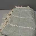 Deeprove Green Boho Curtains 84 Inches Long for Bedroom Living Room, Cotton Linen Weighted Stripes Embroidery, Semi Blackout Bohemian Farmhouse Window Treatment Drape Tassels 1 Panel W52 x L84 Sage