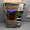 Suncast 33 Gallon Commercial Outdoor Trashcan Hideaway with Lid for 30 to 33 Gallon Trash Bags for Garage, Backyard, or Garden, Brown