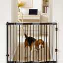 No Pawblems Retractable Safety Gate, Metal Adjustable Dog Gate for Doorways, Stairs & Hallways, Expands to 38" Wide, Auto Retract Design, No Bottom Bar, Black