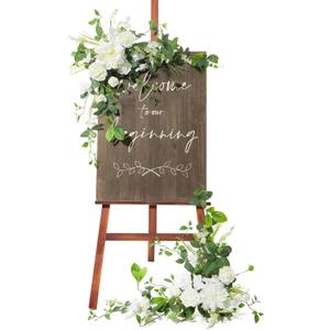Ling's Moment 2pcs Wedding Flowers Garland Artificial Floral Swag Arch Decorations Greenery Arrangements Lily of The Valley White Ceremony Reception Garden Easel Wall Entryway Outdoor NOT Include Sign