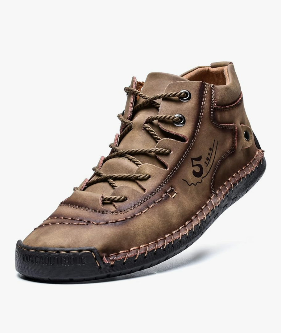 alcubieree Mens Casual Leather Shoes Ankle Chukka Boots Slip On Lightweight Loafers Mid top Walking Driving Shoes for Male 11.5