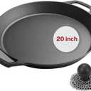 Large Cast Iron Skillet 20 Inch, Pre Seasoned Cast Iron Skillet for Cooking & Frying  XL Heavy Duty Pan with Dual Handles and Cleaner Scrubber  Ideal for Grill, Oven, Stove, Campfire Use