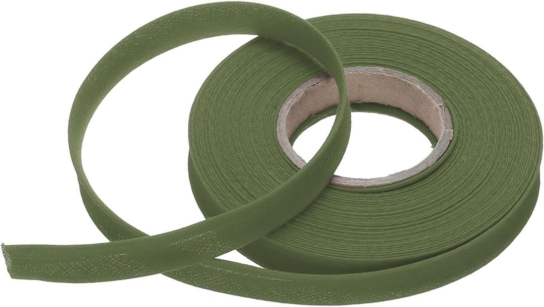MECCANIXITY 1/2 Inch Single Fold Bias Tape Polyester Continuous Bulk Bias Tape for Sewing,Seaming Quilting Hemming Binding Crafts (Dark Green 10 Yards)