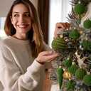 24 Pcs Small Olive Green Velvet Christmas Ornaments Ball Set Shatterproof Christmas Tree Decorations Assorted Flocked Xmas Baubles Decorations Xmas Holiday Party Wedding Decor