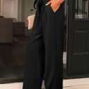 LILLUSORY Wide Leg Dress Pants Women's Paperbag High Waisted Business Casual Trousers with Removable Belt (Black, L)