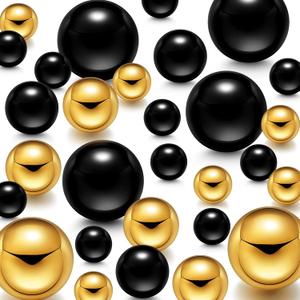 150 Pieces Vase Filler Faux Pearls Vase Makeup Beads No Hole Gloss Pearl Beads Mixed Sizes Round Pearls for Vase Home Party Wedding Decor, 8/ 14/ 20 mm (Gold, Black)