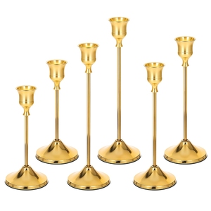Candlestick Holders, 6PCS Gold Metal Taper Candle Holder Vintage Candlestick Holder Decorative for Home Decor Table Centerpiece Wedding Housewarming Gift