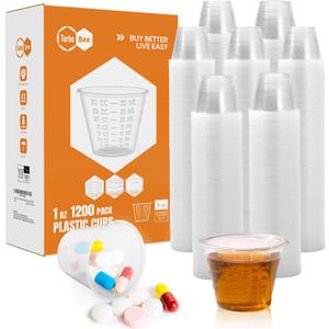 Turbo Bee 1200 Pack 1 OZ Disposable Medicine Cups (30 ml), Small Clear Plastic Measuring Cups for Liquid Medicine, Pills, Resin, and Epoxy