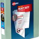 Avery Heavy-Duty View 3 Ring Binder, 1.5 Inch One Touch Slant Rings, 375-Sheet Capacity, DuraHinge, 2.1 Inch Wide Spine, Customizable Clear Cover and Spine, 1 Pastel Sage Green Binder (79819)