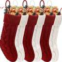 Christmas Stockings 6 Pack 18 Inches Large Size Knitted Stocking Christmas Decorations for Family Holiday Party Decor 