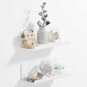 Acrylic Wall Floating Shelves Set of 2, White 12 Inch Adhesive Organizer for Bathroom, Kitchen, Bedroom, Office, Gaming Room, No Wall Damage, No Drill