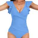 B2prity Women's One Piece Swimsuit Ruffle Slimming Tummy Control Bathing Suit Criss Cross High Waist 1 Piece Swimwear (XX-Large)