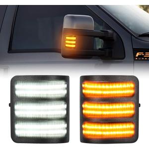 SUPAREE LED Switchback Side Mirror Marker Running & Turn Signal Light fits For 2008-2016 F250 F350 F450 F550 Super Duty Running light and Turn signal Aftermarket Replacement-Smoked Lens