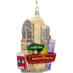 Kurt Adler NYC Cityscape Glass Ornament, 5.35-Inch
