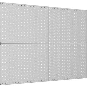 TORACK 4Pcs 12"x16" Metal Pegboard Panels for Garage, Workbench, Shop, Shed Tool Organizer Peg Board with 1/8" & 1/4" Holes, Modular Wall-Mounted Pegboard for Pegboard Hooks (Grey) (Gray)