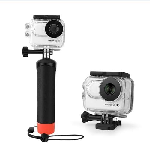 LEWOTE Waterproof Case&Floating Hand Grip Compatible with Insta360 GO 3S, Protective Underwater Dive Housing Shell with Bracket Accessories