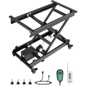 VEVOR Electric Lift Table, 330 lbs Capacity Single Scissor Lift Table, 8-28 in Height Adjustable Lifting Platform, Coffee Table Lift with 4 Wheels, for Material Handling and Transportation, Black