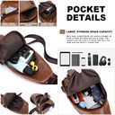Peicees Leather Sling Bag Mens Crossbody Bag Chest Bag Sling Backpack for Men with USB Charge Port, Medium