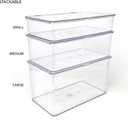 Isaac Jacobs Medium Stackable Organizer Bin (10.75x6.5x3.7) w/ Hinged Lid, Clear Storage Box, Home, Office, School, Fridge, Bathroom, Kitchen, Pantry Container, BPA-Free, Food Safe (Medium, Clear)