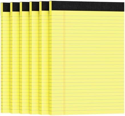 Ciphyfee 6pcs Legal Pads 8.5 x 11, Notepads 8.5 x 11.75 College Ruled Notebook, Writing Pads of Paper, Yellow Note Pads, Memo Pad Papers Perforate Legal Notepads Narrow Ruled Line,30 Sheets Per Pack