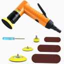 Upgrade Mini Air Angle Sander with 1'' 2'' 3'' Pads Random Orbital Air Sander 22000RPM, Mini Pneumatic Polisher for Auto Body Work Headlight Polishing Paint Cleaning with 30pcs Roll Lock Discs