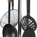 Kitchen Countertop Utensil Holder, Stainless Steel Rotatable Cooking Utensils Holder with 8 Rotating Hooks, Hanging Organizer for Spoon, Spatula, Soup Ladle, Spaghetti Server, Skimmer, Chrome