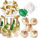 JeVenis 2 PCS Jungle Safari Animal Cake Mold Jungle Safari Animal Cupcake Decoration Jungle Safari Animal Cake Decoration Palm Leaves