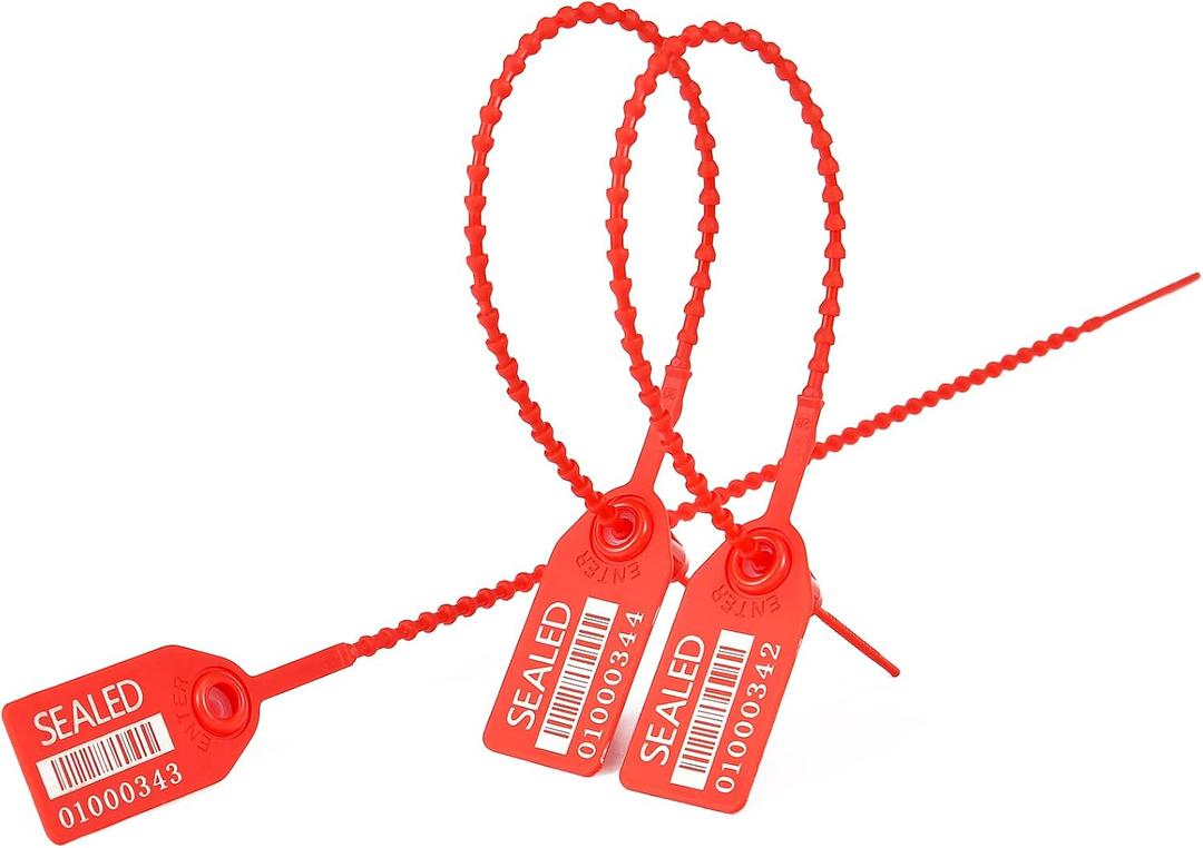 500 Red Plastic Barcode Seals, Numberd Plastic Tamper Seals Security Tags, Pull-Tite Safety Zip Ties, Tamper Proof Tags Plasic Locks for Fire Extinguishers 500 Red Plastic Barcode Seals, Numberd Plastic Tamper Seals Security Tags, Pull-Tite Safety Zip Ties, Tamper Proof Tags Plasic Locks for Fire Extinguishers