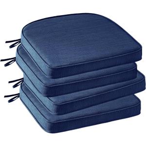 Outdoor Round Corner Seat Cushion, 17"x16"x2", Set of 4, Non Slip Seat Cushion Pads with Removable Cover for Patio Furniture, Garden Yard Lawn, Navy