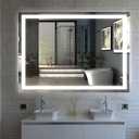 36"x24" LED Bathroom Mirror with Lights Non-Touchscreen Switch,LED Mirror Bathroom Lighted Vanity Mirror with Lights for Wall-Mounted,Anti-Fog,Tempered Glass,Shatterproof Design (Single Color Light)