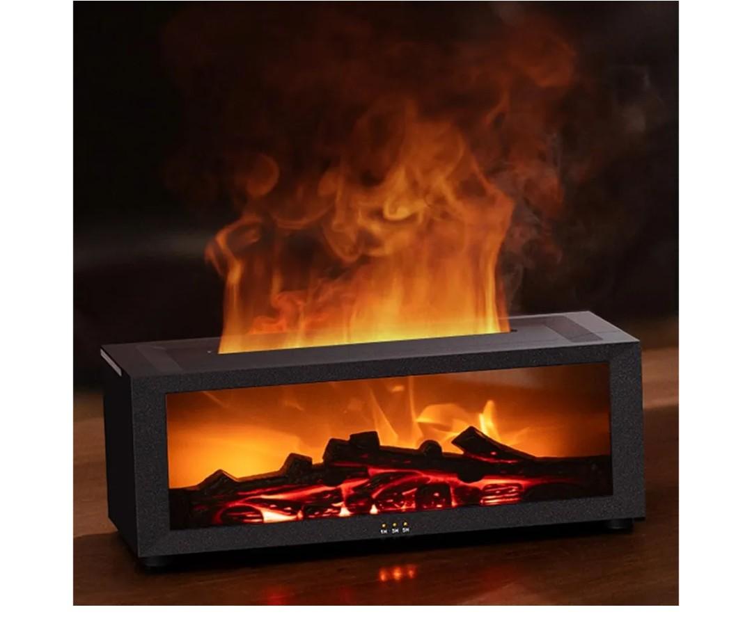 Essential Oil Diffuser, Fireplace Flame Oil Diffuser - Aromatherapy Aroma Humidifier, Upgrade 7 Flame Colors Noiseless 150ml Remote Control - Perfect for Bedroom Home Office (Fireplace Black)