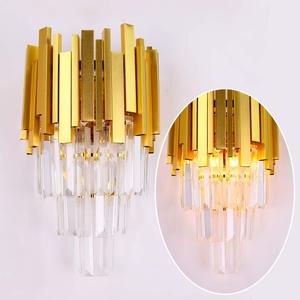 FRIXCHUR Gold Crystal Wall Light 3 Tiers Crystal Wall Sconce Lighting Led Wall Lamp Modern Wall Light Bedside Crystal Wall Lamp for Bedroom Bathroom Living Room Hallway Staircase 2X E12
