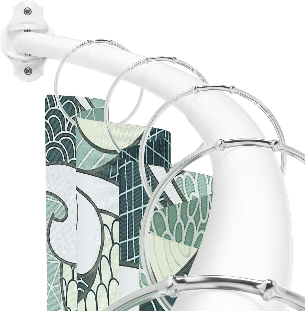 Curved Shower Curtain Rod, Adjustable 40-72 inches Extra Wide Curved Shower Rods for Bathroom, Rust proof Shower Rod, Stainless Steel Curved Curtain Rod for Shower, Bathtub, White