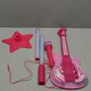 Kids Guitar and Microphone Set, Microphone with Stand and Color Light, Toy Guitar with Strap and Adjustable Volume, Toddler Musical Instrument for 5-9, Kids Karaoke Machine for Boy Girls (Pink)